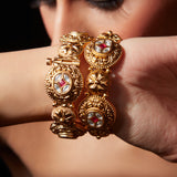 Isvaraah Gold Plated Womens Kundan, Polki Pair of Bangles