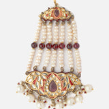 Gold Plated Red Womens Kundan, Polki Paasa