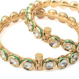 Aatman Gold Plated Womens Kundan, Polki Pair of Bangles