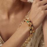 Saadgi Gold Plated Multicolored Womens Kundan, Polki Pair of Bangles