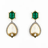 Florence Green & White Kundan, Polki Womens Pair of Danglers Earrings (Freesize)