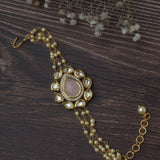 Gold Plated Pink Womens Beaded Bracelet
