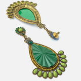 Florence Gold Plated Green Womens Pair of Drop Earrings