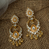 Gold Plated Womens Kundan, Polki Pair of Earrings