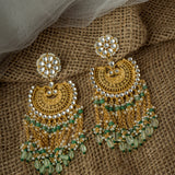 Gold Plated Green Womens Synthetic Stone Pair of Earrings