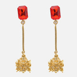 Florence Gold Plated Red Womens Pair of Drop Earrings