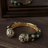 Gold Plated Black Colored Zircon Womens Kada