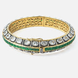 Gold Plated Green Colored Synthetic Stone Womens Kada