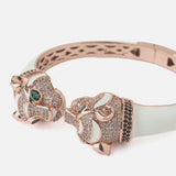 Rose Gold Plated White Colored Zircon Womens Kada