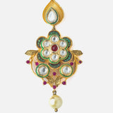 Gold Plated Green Womens Pair of Dangle Earrings