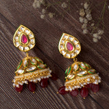Saadgi Gold Plated Red Womens Pair of Jhumka Earrings