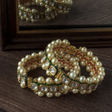 Gold Plated Synthetic Stone Womens Pair of Bangles