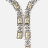 Silver Plated Yellow Womens Short Necklace Set with Pair of Earrings