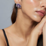 Florence Silver Plated Purple Womens Zircon Pair of Stud Earrings (Freesize)