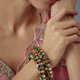 Saadgi Gold Plated Multicolored Kundan Womens Pair of Bangle