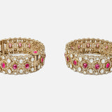 Florence Gold Plated Red Womens Kundan, Polki Pair of Bangles