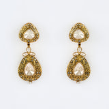 Saadgi Gold Plated Womens Kundan, Polki Pair of Dangler Earrings (Freesize)