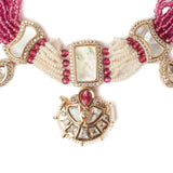 Isvaraah 2.0 Gold Plated Pink Choker Necklace Set with Pair of Earrings
