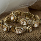 Gold Plated Womens Synthetic Stone Pair of Bangles