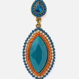 Florence Gold Plated Blue Womens Pair of Dangle Earrings
