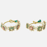 Gold Plated Multi Colored Kundan, Polki Womens Pair of Bangles