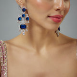 Zia Silver Plated Blue Zircon Womens Pair of Danglers Earrings (Freesize)