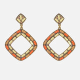 Florence Gold Plated Orange Womens Pair of Dangle Earrings
