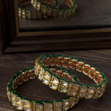 Gold Plated Synthetic Stone Womens Pair of Bangles