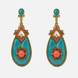 Florence Gold Plated Blue Womens Pair of Dangle Earrings