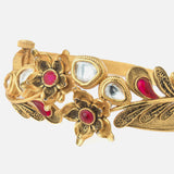 Gold Plated Red Colored Synthetic Stone Womens Kada