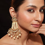 Inaayat Gold Plated White Womens Kundan, Polki Pair of Earrings