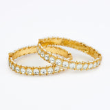 Saadgi Gold Plated White Womens Kundan, Polki Pair of Bangles