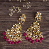 Gold Plated Pink Womens Pair of Jhumkas Earrings