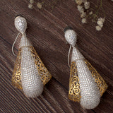Florence Gold Plated White Womens Pair of Dangle Earrings