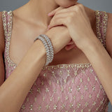 Zia Silver Plated Zircon Womens Pair of Bangles