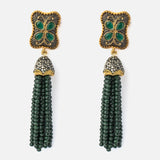 Florence Gold Plated GreenWomens Beaded Pair of Earrings (Freesize)