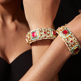 Aatman Gold Plated Pink Womens Synthetic Stone Pair of Bangles