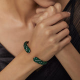 Zia Silver Plated Green Womens Zircon Kadas (Freesize)