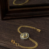 Gold Plated Kundan, Polki Womens Bracelet