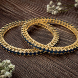 Zia 2.0 Gold Plated Blue Womens Zircon a Pair of Bangles