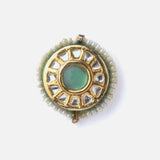 Gold Plated Green Womens Kundan & Polki Stud Pair of Earrings