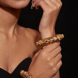 Isvaraah Gold Plated Red Womens Synthetic Stone Pair of Bangles