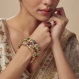 Antara Gold Plated Multicolored Womens Kundan, Polki Pair of Bangles
