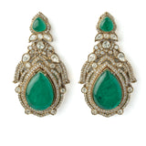 Gold Plated Green Womens Synthetic Stone Pair of Earrings