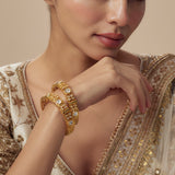 Gold Plated Womens Kundan, Polki Pair of Bangles