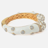 Gold Plated White Colored Synthetic Stone Womens Kada