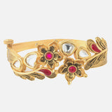 Gold Plated Red Colored Synthetic Stone Womens Kada