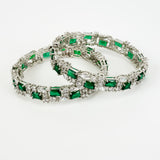Zia Silver Plated Green Zircon Womens Pair of Bangles