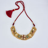 Morpankh Gold Plated Multicolored Womens Kundan, Polki Choker Necklace Set with Pair of Earrings (Freesize)