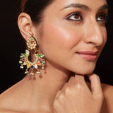 Inaayat Gold Plated Multicolored Womens Kundan, Polki Pair of Earrings